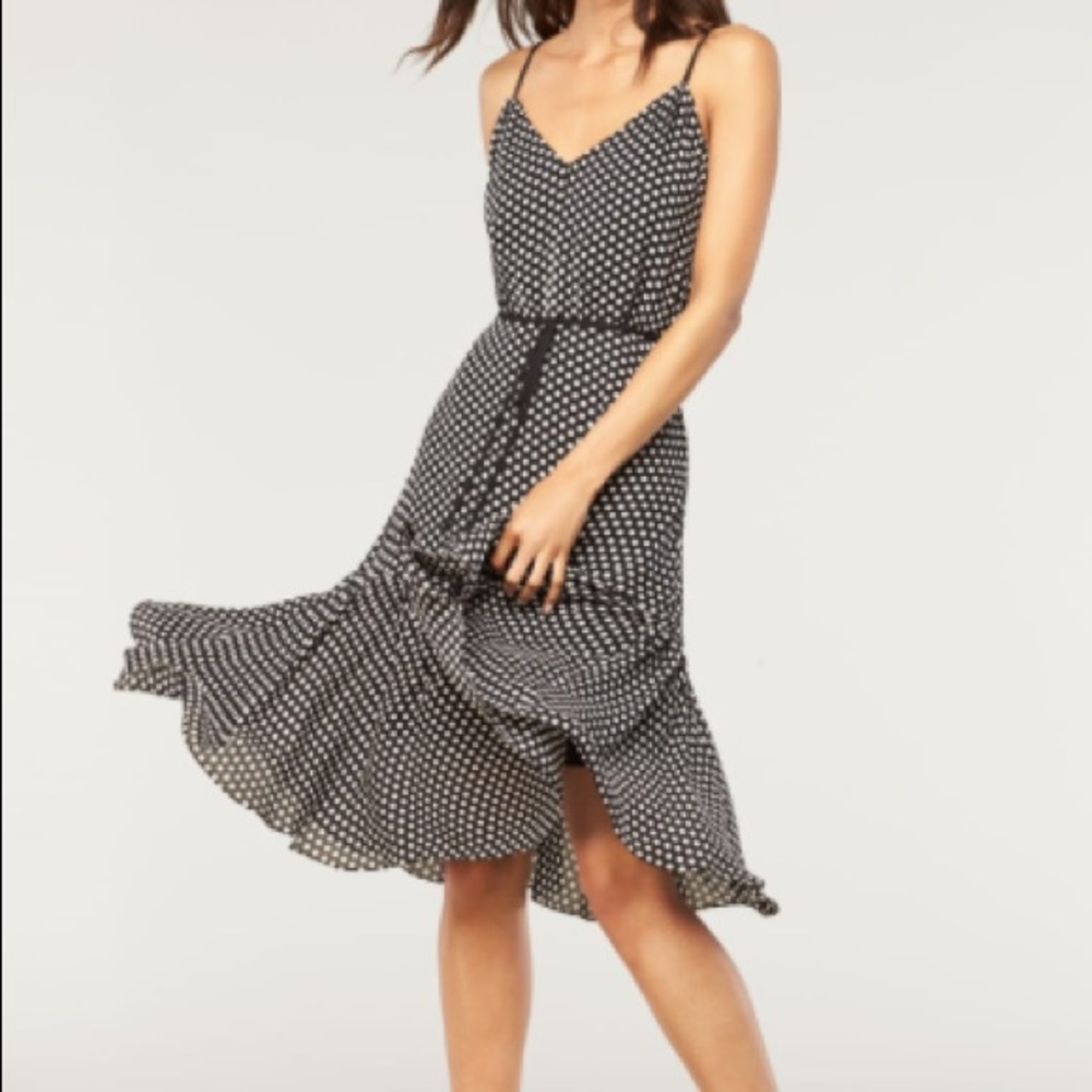 MILLY Black/White Polka Dot Silk Tiffany Dress